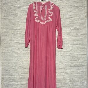 Vintage Stardust Long-Sleeve Lace Nightgown – Cottagecore Granny Charm (129)